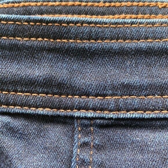 Land’s End denim mini skirt zipper stretch top stitching slit pockets Navy 8P - Picture 11 of 14
